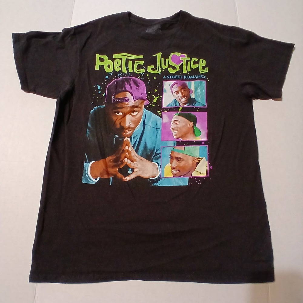 Poetic Justice Tupac Pop Art Multicolor Black T-Shirt Men medium music rap